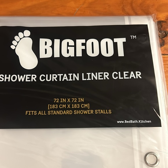 Clear BigFoot Shower Curtain Liner PEVA Heavy Duty & Rustproof Metal Grommets - Picture 8 of 10